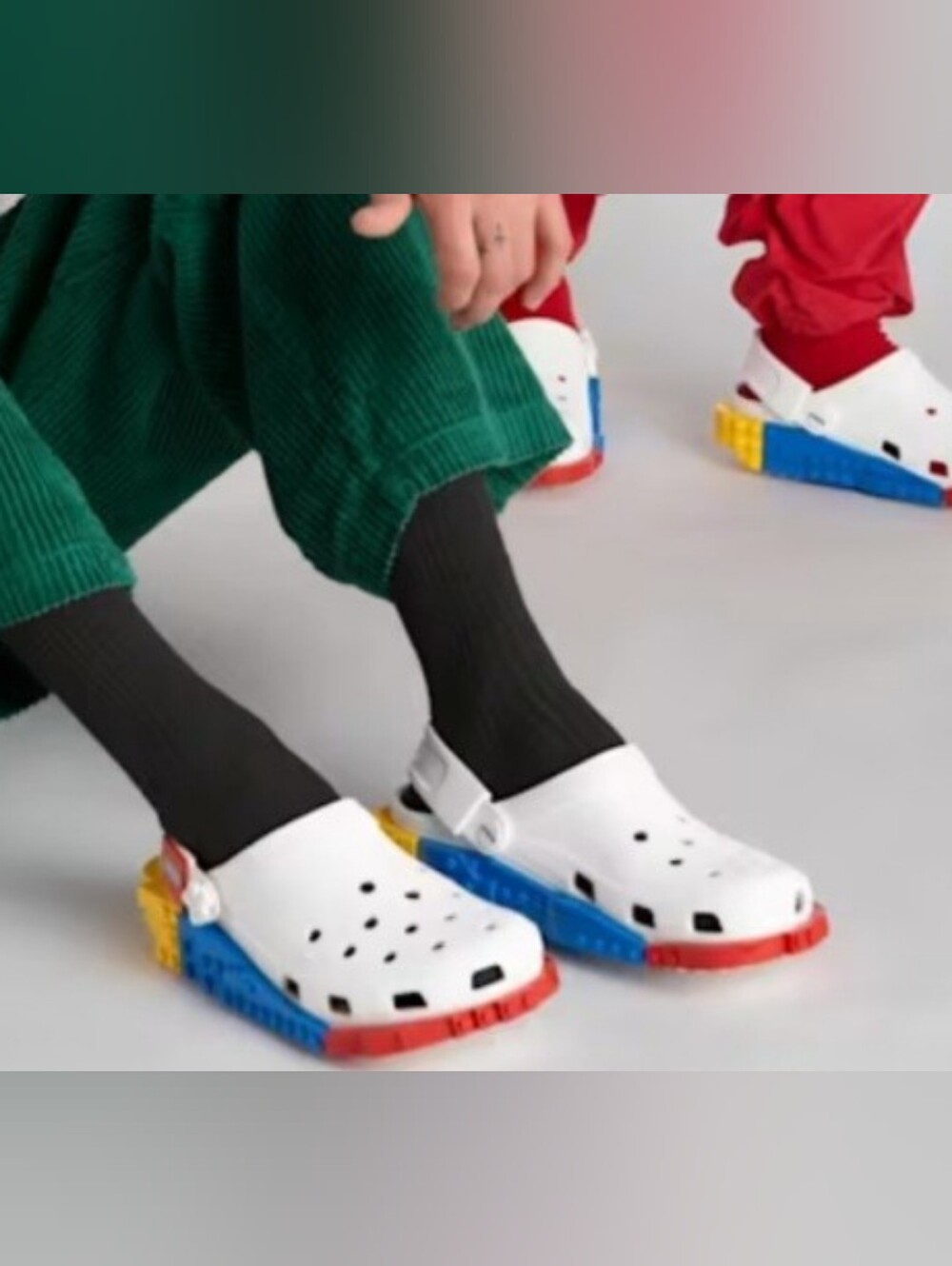 Lego White Kids Clogs with Red, Blue & Yellow Block Sole